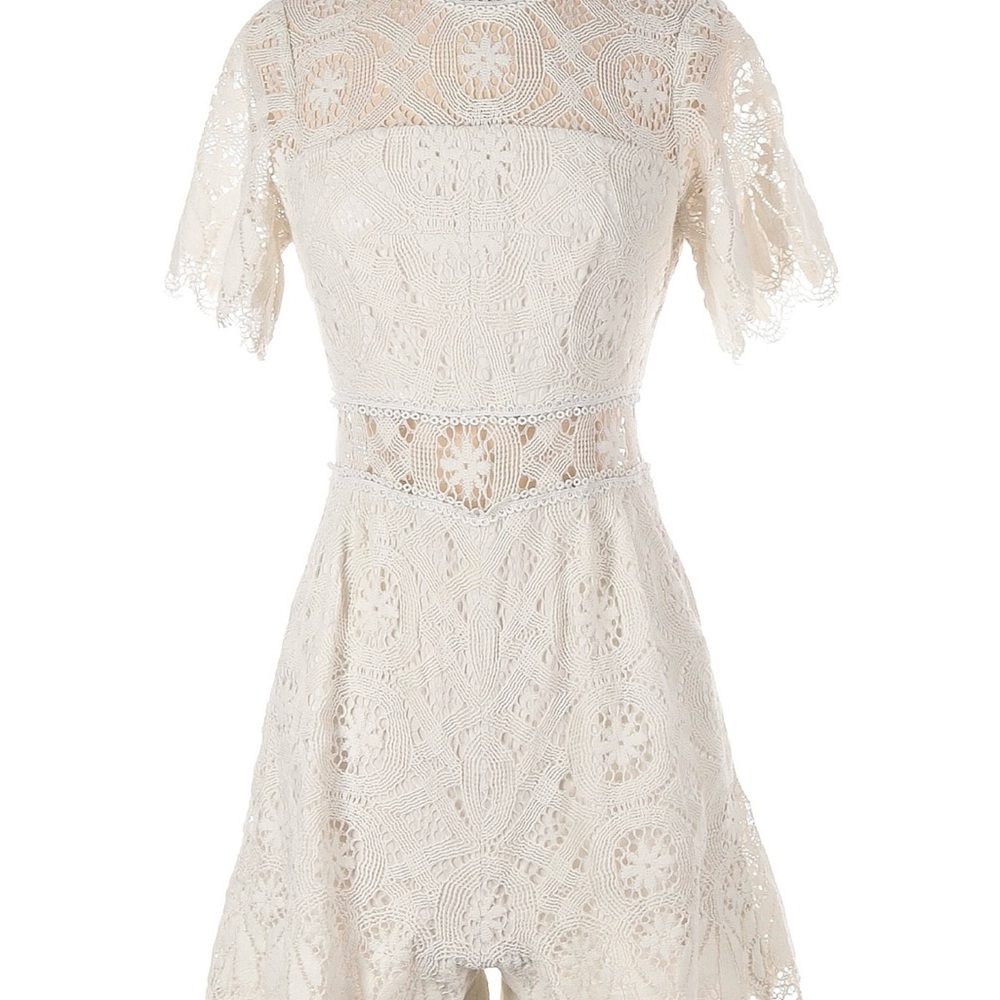 Shoshanna Elegant Playful Bridal Ivory Lace Romper